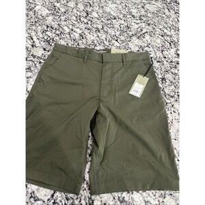 Goodfello & Co Men Flat- Front Forest‎ Green Cotton Shorts 10.5" Inseam Size 32W